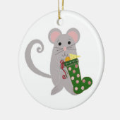 クリスマスマウスとグリーンストッキング セラミックオーナメント (左)