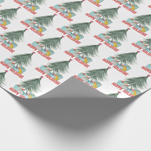 クリスマスマウスとホリデーギフト ラッピングペーパー (角)