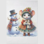 クリスマスマウスと雪だるまのデコパージュ 薄葉紙 (正面)