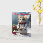 クリスマスマウスのグリーティングカード カード (黄色い花)