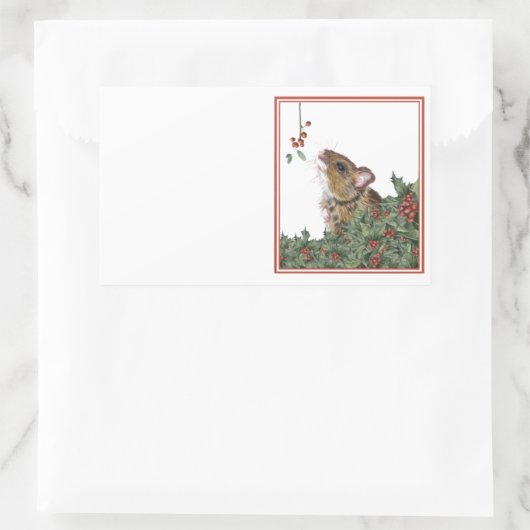 クリスマスマウスのシール，住所 シール，ギフトラベル 長方形シール (バッグ)