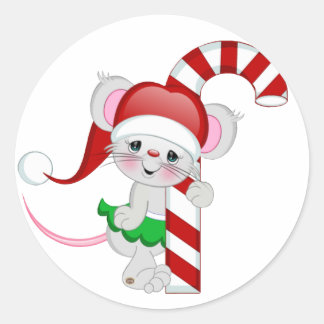 クリスマスマウスキャンディーケーン ラウンドシール