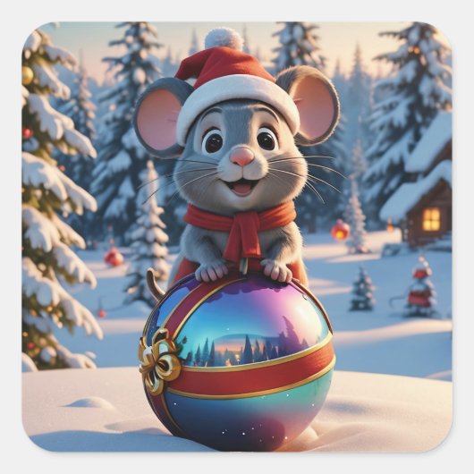 クリスマスマウスステッカー スクエアシール (正面)