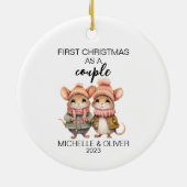 クリスマスマウスパーソナライズされたカップル セラミックオーナメント (裏面)