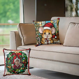 クリスマスマウスフェイクステンドグラス クッション