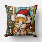 クリスマスマウスフェイクステンドグラス クッション (正面)