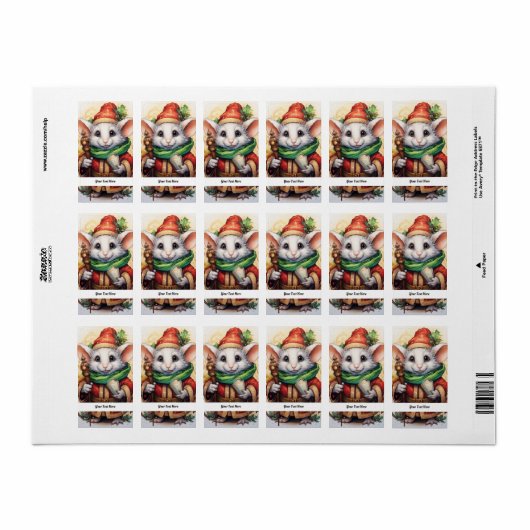 クリスマスマウス4あなたのテキストはこちら ラベル (フルシート)