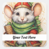 クリスマスマウス5あなたのテキストはこちら スクエアシール (正面)