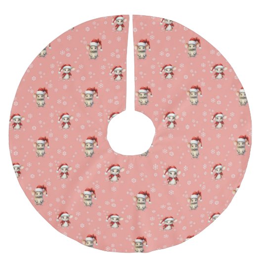 クリスマスマウス ブラッシュドポリエステルツリースカート (正面)