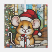クリスマスマウス 擬似ステンドグラス ガラスオーナメント (正面)