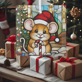 クリスマスマウス 擬似ステンドグラス ガラスオーナメント