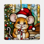 クリスマスマウス 擬似ステンドグラス セラミックオーナメント (正面)