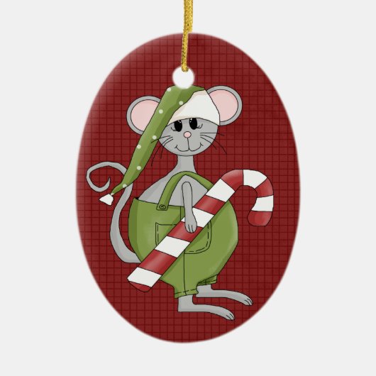 クリスマスマウス 陶器製クリスマスオーナメント セラミックオーナメント (正面)