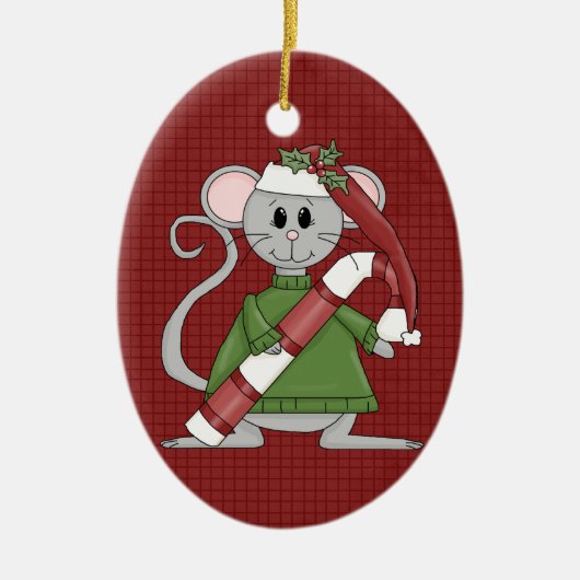 クリスマスマウス 陶器製クリスマスオーナメント セラミックオーナメント (正面)