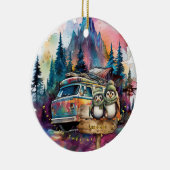 クリスマスマウンテンウォーターカラー新婚カップル セラミックオーナメント (右)