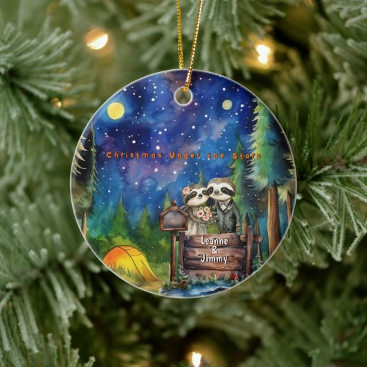 クリスマスマウンテンウォーターカラー新婚カップル セラミックオーナメント (ツリー)