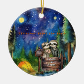 クリスマスマウンテンウォーターカラー新婚カップル セラミックオーナメント (正面)