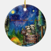 クリスマスマウンテンウォーターカラー新婚カップル セラミックオーナメント (裏面)