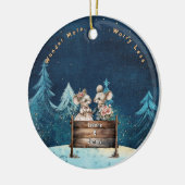クリスマスマウンテンウォーターカラー新婚カップル セラミックオーナメント (左)