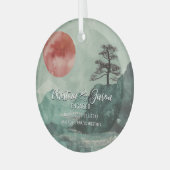 クリスマスマウンテンサンハイキングカップル婚約 ガラスオーナメント (正面左)