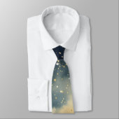 クリスマスマウンテンズツリーズスカイラインスターズブルーグレー ネクタイ (タイ)