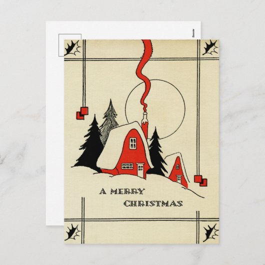 クリスマスマウンテンハウスヴィンテージはがき シーズンポストカード (正面/裏面)