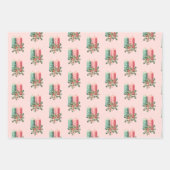 クリスマスマカロンの木とろうそくカスタムのメッセージ ラッピングペーパーシート (正面2)