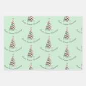 クリスマスマカロンの木とろうそくカスタムのメッセージ ラッピングペーパーシート (正面)