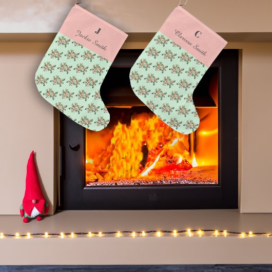 クリスマスマカロンミストレトーズ名前をカスタムする ラージクリスマスストッキング