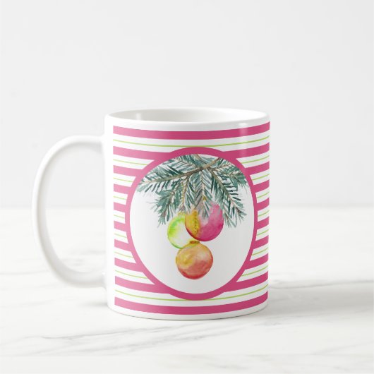 クリスマスマグカップかわいいピンクとグリーン コーヒーマグカップ (左)