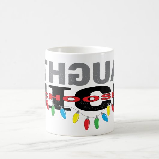 クリスマスマグカップ11オズ。「いけないい子を選ぶ」 コーヒーマグカップ (中央)