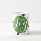 クリスマスマグカップ11オズ。「オーナメントと星」 コーヒーマグカップ (中央)