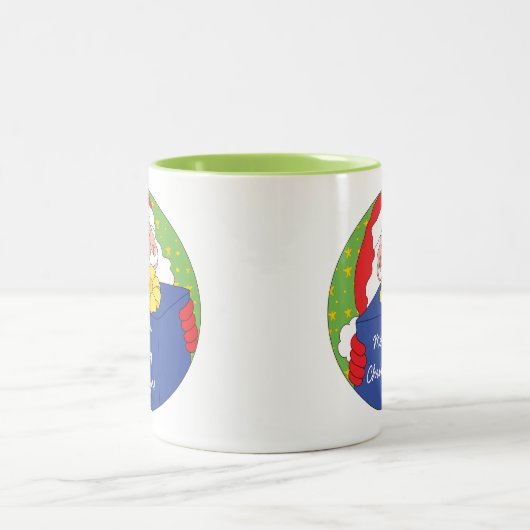 クリスマスマグカップ11オズ。サンタクロースがパーソナライズ ツートーンマグカップ (中央)