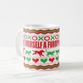 クリスマスマグカップ11オズ。「猫犬マグファーリクリスマス」 コーヒーマグカップ (正面左)