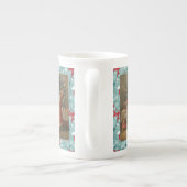 クリスマスマグカップ，サンタ，メリークリスマスヴィンテージ ボーンチャイナマグカップ (裏面)