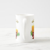 クリスマスマグカップ,ハッピーな休日,クリスマスキャンドル ボーンチャイナマグカップ (裏面)