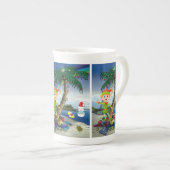 クリスマスマグカップ、ビーチバムサンタ、メリークリスマス ボーンチャイナマグカップ (正面右)