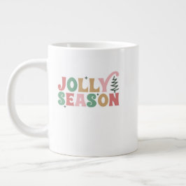 クリスマスマグカップ -  ホリデーシーズンの常緑樹 ジャンボコーヒーマグカップ