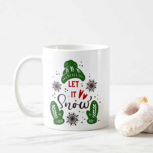 クリスマスマグカップ 赤と緑のデザインと英字 コーヒーマグカップ (ドーナツ)