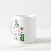 クリスマスマグカップ 赤と緑のデザインと英字 コーヒーマグカップ (正面左)