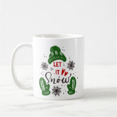 クリスマスマグカップ 赤と緑のデザインと英字 コーヒーマグカップ (左)