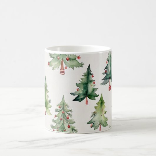 クリスマスマググリーンウォーター色モミの木 コーヒーマグカップ (中央)
