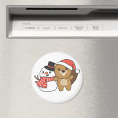 クリスマスマグネットの冬の雪だるま付きビーバー マグネット (インサイチュ (食洗機))