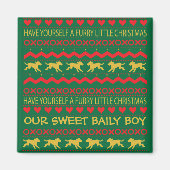 クリスマスマグネットスススクエアファーリトルクリスマス/犬 マグネット (正面)