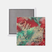 クリスマスマグネット正方形の色鮮やかな金ゴールドクリスマス マグネット (正面/裏面)