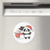 クリスマスマグネット用雪だるま付き冬パンダ マグネット (インサイチュ (食洗機))