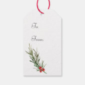 クリスマスマグノリアと金ゴールドアクセントのギフトラベル ギフトタグ (裏面)