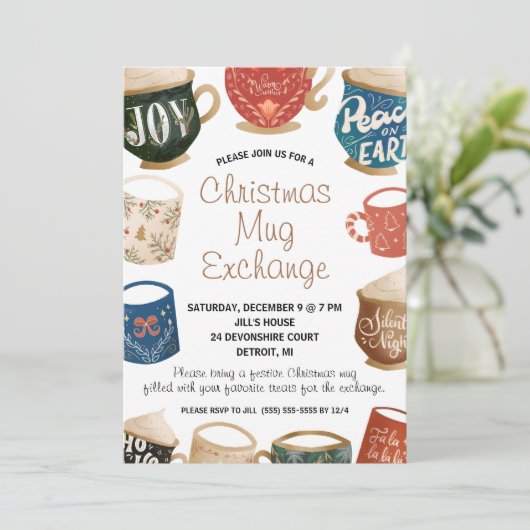 クリスマスマグ交換パーティー マグスワップホリデーパーティー 招待状 (スタンド正面)