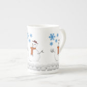 クリスマスマグ雪だるま ボーンチャイナマグカップ (正面右)