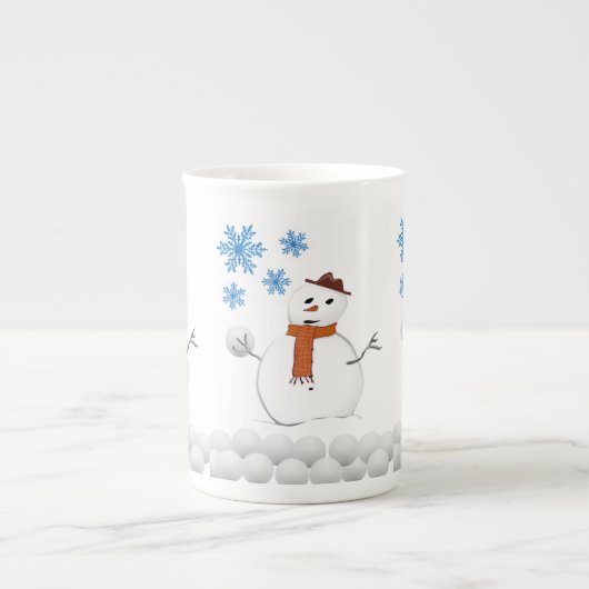クリスマスマグ雪だるま ボーンチャイナマグカップ (正面)